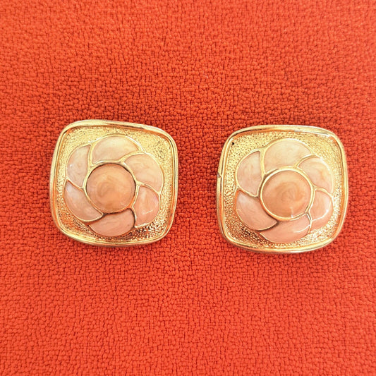 Clips d'Oreilles Vintage Rosace Camélia Année 80-90