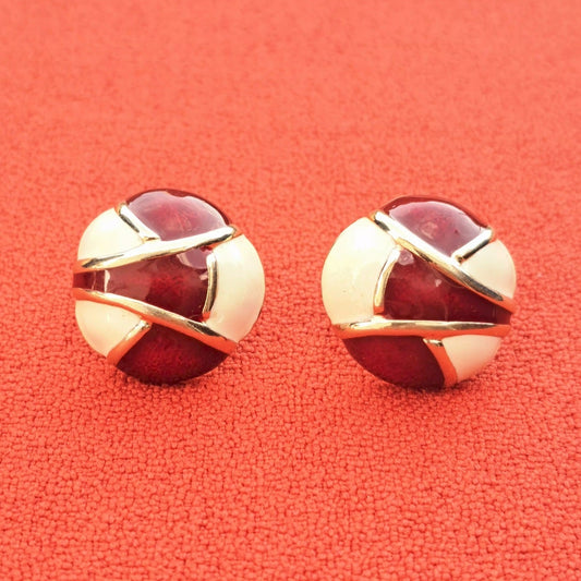 Clips d'Oreilles Vintage Cabochon Email