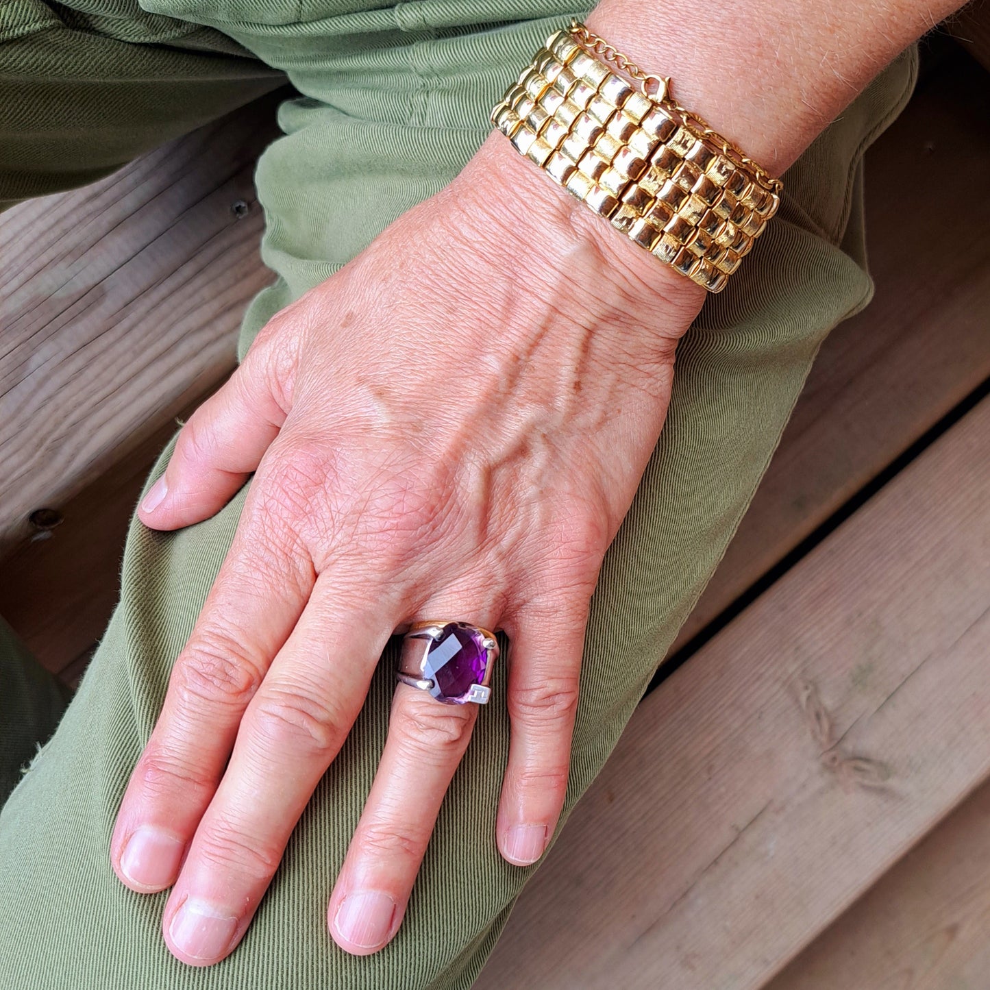 Manchette à Mailles Tissées en Plaqué Or